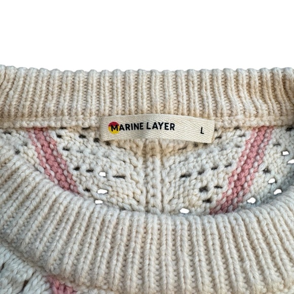 marine layer women’s brooke oversized crewneck sweater Multicolor Cream L 2023 - Picture 2 of 7